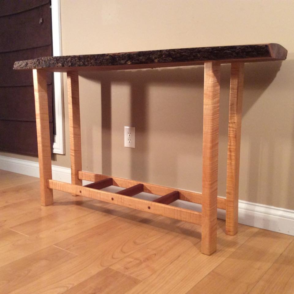 Cherry top with Curly Maple legs on this beautiful handcrafted occasional table.