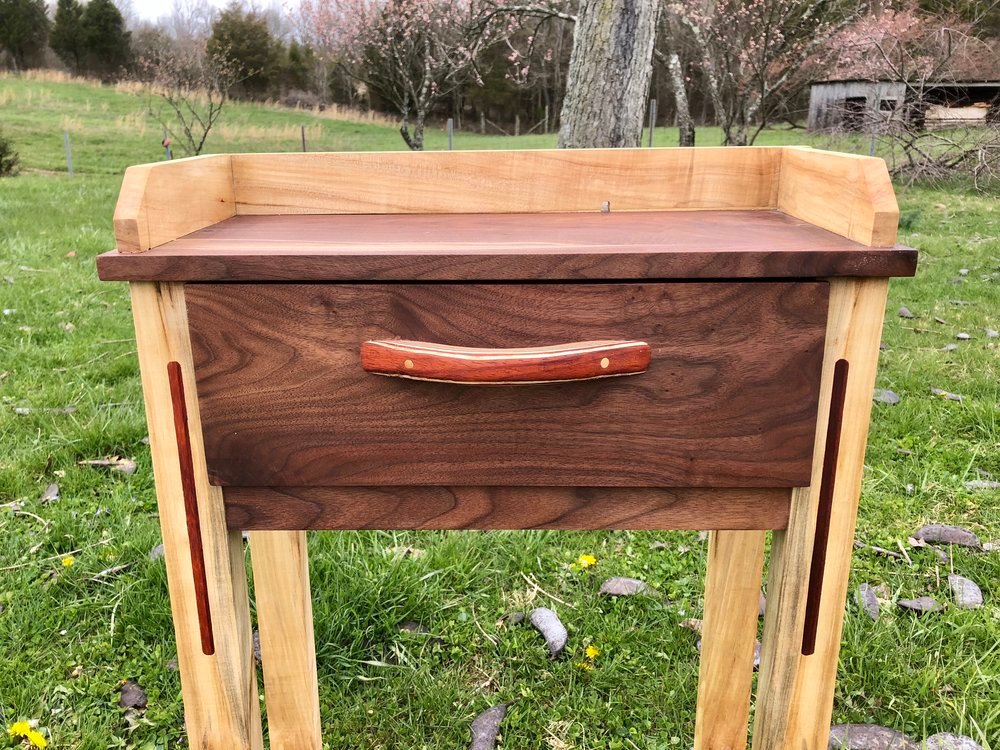 Custom end table perfect for any bedroom made from beautiful walnut wood.